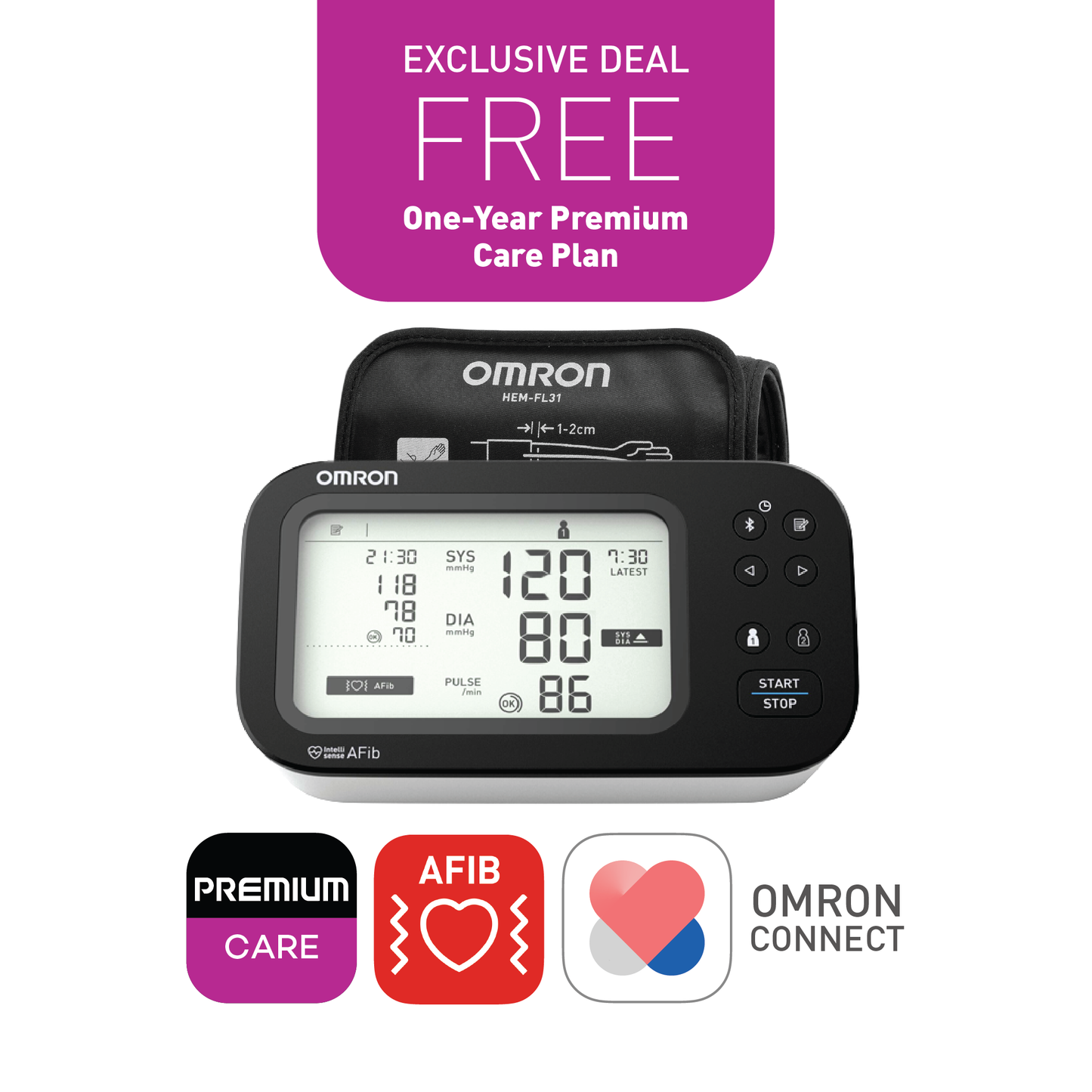[HealthGift Exclusive] Automatic Blood Pressure Monitor Atrial Fibrillation HEM-7383T1