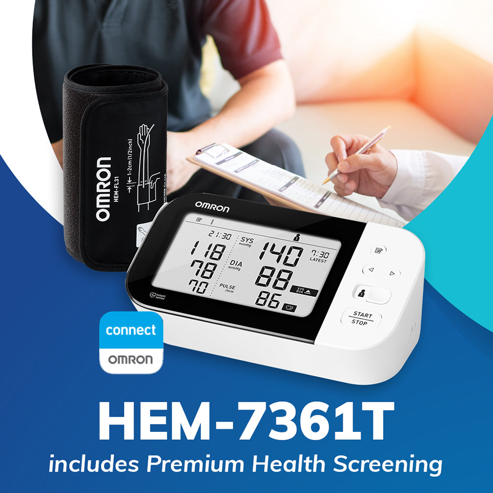 Upper Arm Blood Pressure Monitor HEM-7361T & Premium Health Screening Bundle